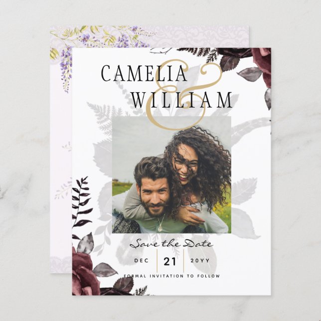 Dark Burgundy Black Roses Wedding Fall Winter (Front/Back)