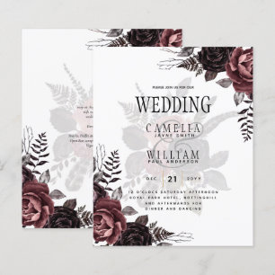 Dark Burgundy Black Roses Wedding Fall Winter