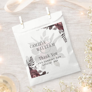 Dark Burgundy Black Roses Wedding Fall Winter Favour Bag