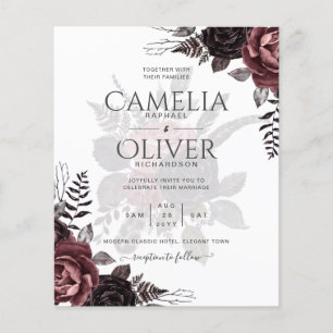 Dark Burgundy Black Roses Wedding Fall Winter Flyer