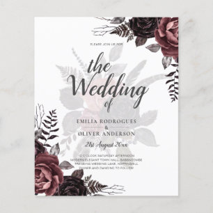 Dark Burgundy Black Roses Wedding Fall Winter Flyer