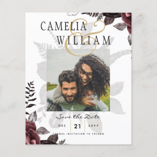 Dark Burgundy Black Roses Wedding Fall Winter Flyer