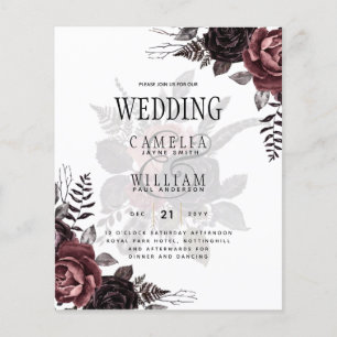 Dark Burgundy Black Roses Wedding Fall Winter Flyer