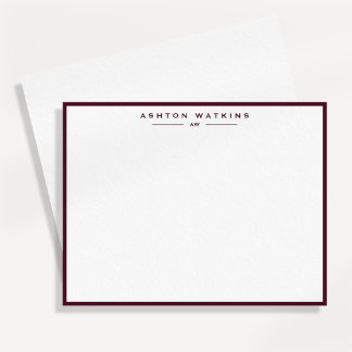 Dark Burgundy Border Personalised Note Card