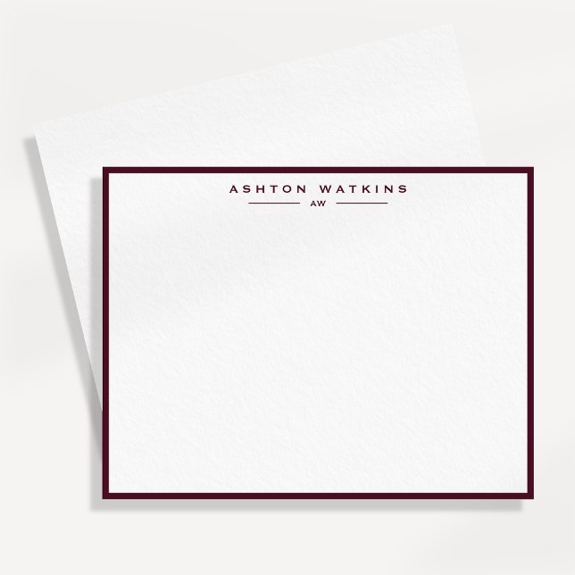 Dark Burgundy Border Personalised Note Card (Creator Uploaded)