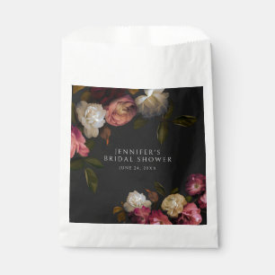 Dark Burgundy & Cream Peonies Black Shower Favour Bag