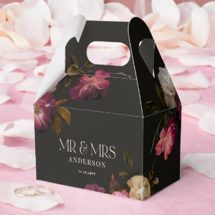 Dark Burgundy Floral Moody Black Elegant Romantic Favour Box