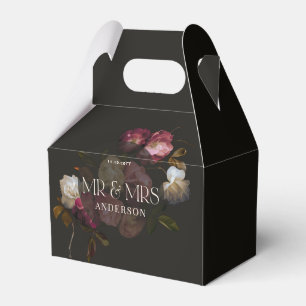 Dark Burgundy Floral Moody Black Elegant Romantic Favour Box