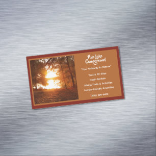 Dark Burgundy Forest Campground Camping Outdoors Magnetic Business Card