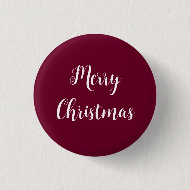 Dark Burgundy Merry Christmas Button (Front)