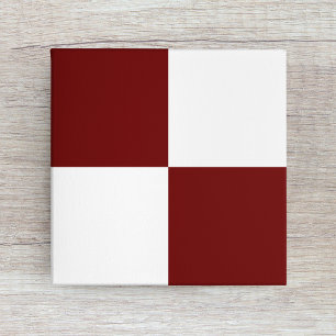Dark Burgundy Red White Chequered Ceramic Tile