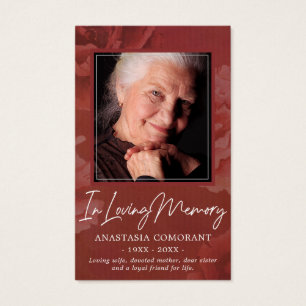 Dark Burgundy Rose Floral Photo Funeral Card