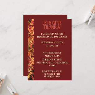 Dark Burgundy Thanksgiving Dinner Autumn Feast Invitation
