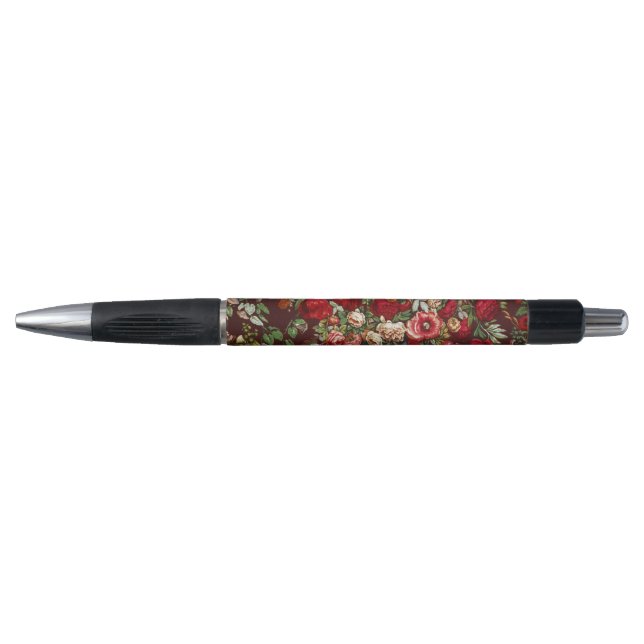 Dark Burgundy Victorian Rose Floral Ribbon Pattern (Front)