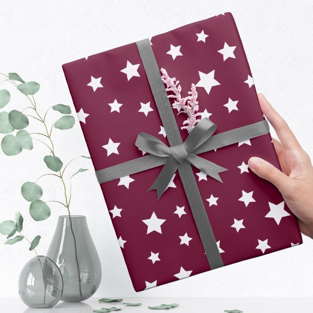 Dark Burgundy With Star Pattern Wrapping Paper (Creator Uploaded)