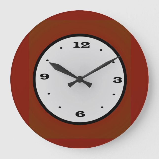  Dark Burnt Orange with White Centre Large Clock (Front)