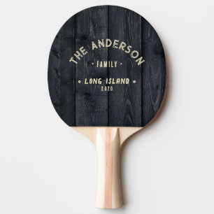 Dark Burnt Wood Vintage Seaside Family Name Ping Pong Paddle