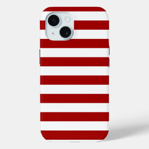 Dark Candy Apple Red and White Stripes iPhone 15 Case