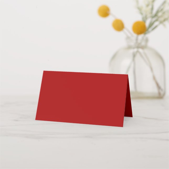 Dark Candy Apple Red Solid Colour Place Card (Front)