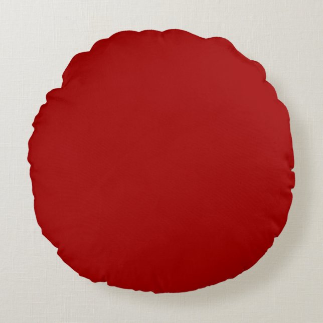 Dark Candy Apple Red Solid Colour Round Cushion (Front)