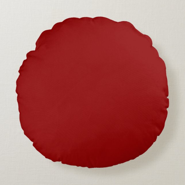 Dark Candy Apple Red Solid Colour  Round Cushion (Front)