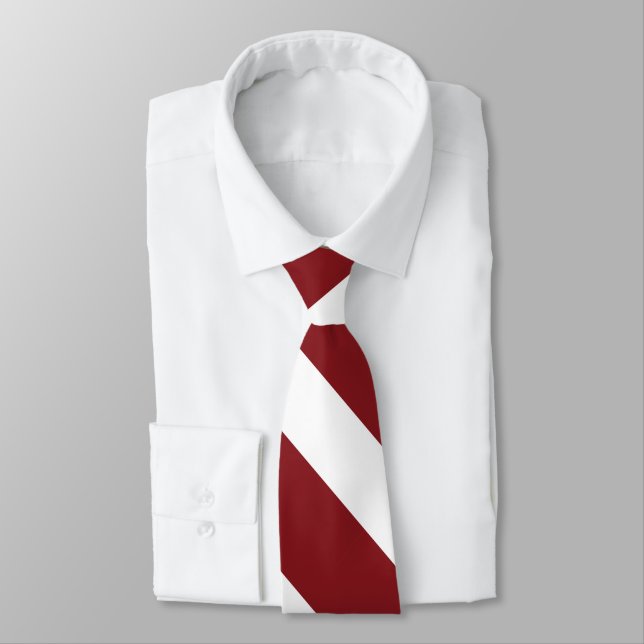 Dark Cardinal and White University Stripe Tie (Tied)