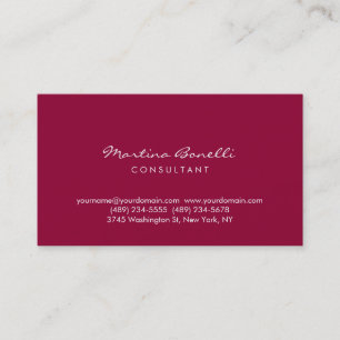 Dark Carmine Minimalist Script Business Card