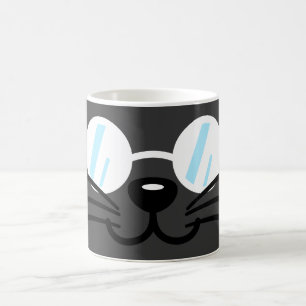 Dark Cat Black Cat Grey Cat Wearing Glasses Coffee Mug