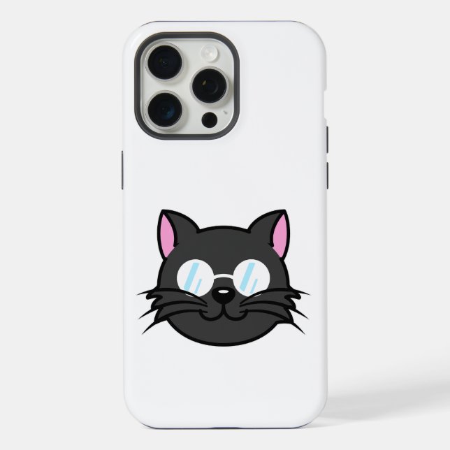 Dark Cat Black Cat Grey Cat Wearing Glasses iPhone Case (Back)