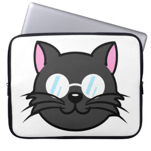 Dark Cat Black Cat Grey Cat Wearing Glasses Laptop Sleeve