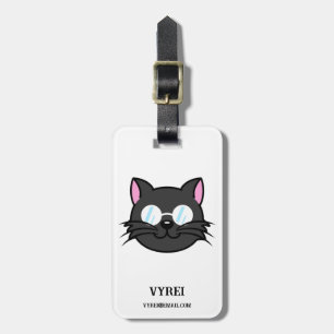 Dark Cat Black Cat Grey Cat Wearing Glasses Luggage Tag