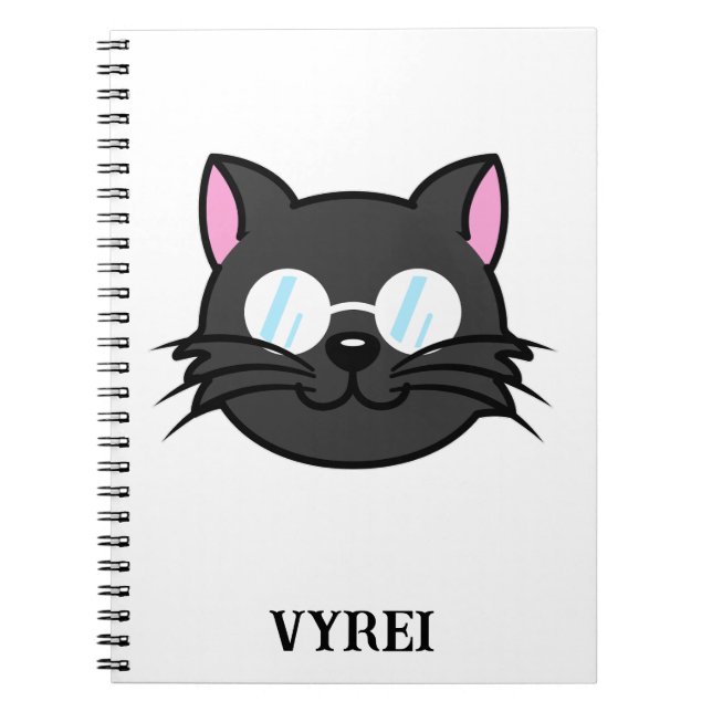 Dark Cat Black Cat Grey Cat Wearing Glasses Notebook (Front)