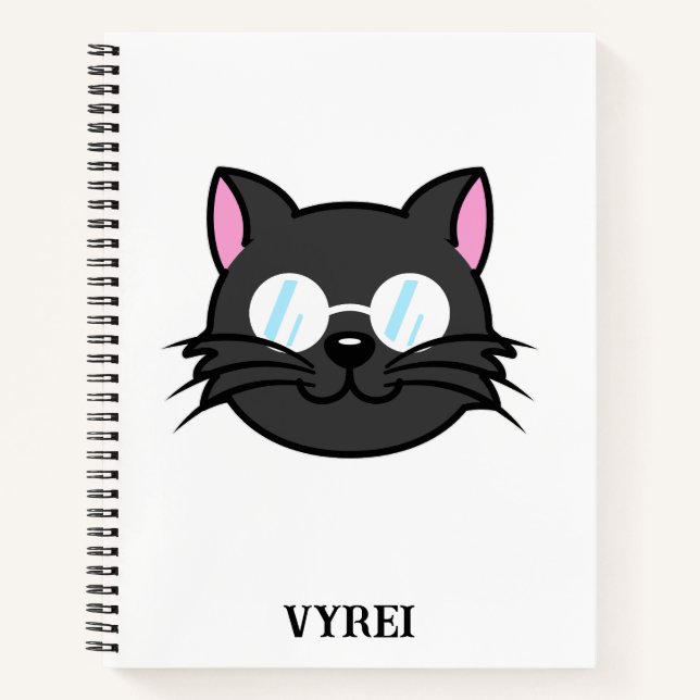 Dark Cat Black Cat Grey Cat Wearing Glasses Notebook (Front)