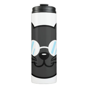Dark Cat Black Cat Grey Cat Wearing Glasses Thermal Tumbler