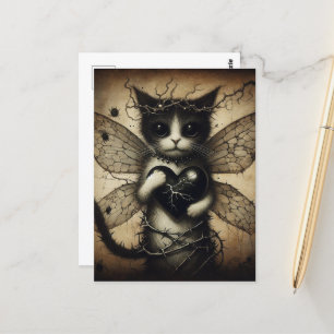 Dark Cat Fairy Postcard