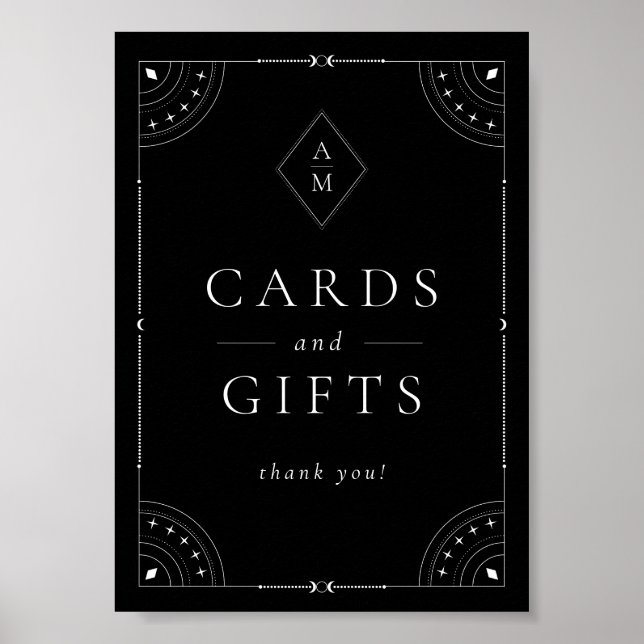 Dark Celestial Moon & Stars Cards & Gifts Poster (Front)