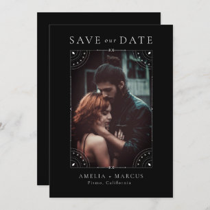 Dark Celestial Moon & Stars Save Date Invitation