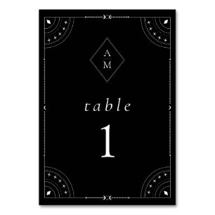 Dark Celestial Moon & Stars Table Number