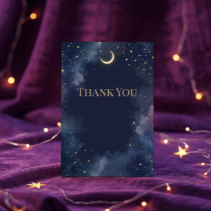 Dark Celestial Thank You Card   Crescent Moon