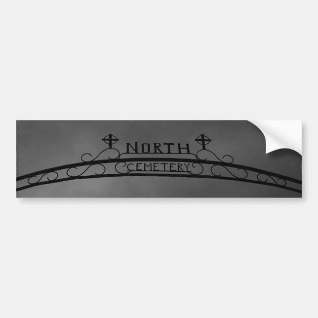 Dark cemetery gate bumper sticker (Front)
