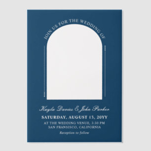 Dark Cerulean Arch Peekaboo Informal Wedding Vellum Invitations