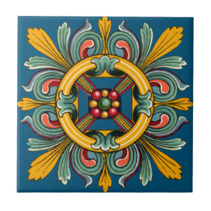 Dark Cerulean Victorian Tile Design