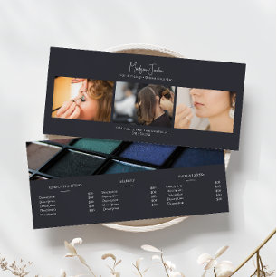 Dark Charcoal Add Photos Hair Makeup Service Price Rack Card