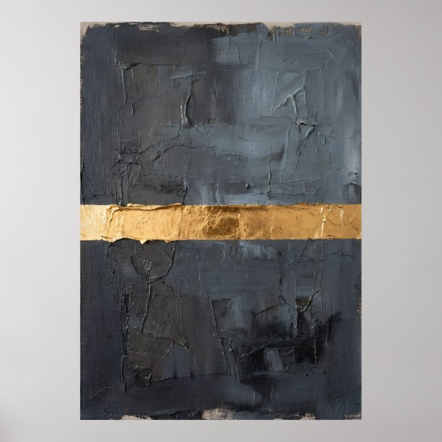 Dark Charcoal Impasto Gold Metallic Band Luxury Ab Poster (Front)