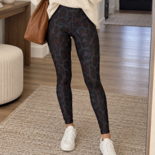 Dark Charcoal Leopard Print Leggings