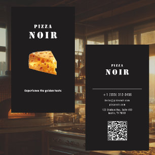 Dark Charcoal Pizza Restaurant Golden Cheese Shop Business Card