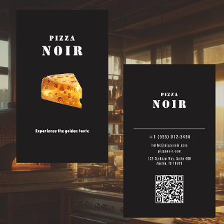 Dark Charcoal Pizza Restaurant Golden Cheese Shop Business Card