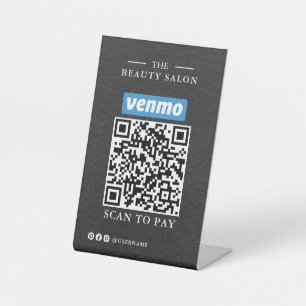 Dark Charcoal Single QR Code Scan to Pay  Pedestal Sign