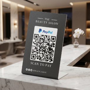 Dark Charcoal Single QR Code Scan to Pay  Pedestal Sign