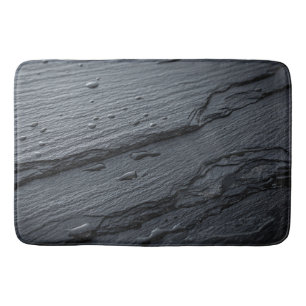 Dark Charcoal Slate Stone Texture Bath Mat
